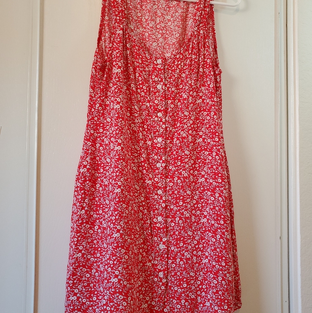 RED DRESS WITH LITTLE FLOWERS, SIZE SMALL, UNUSED